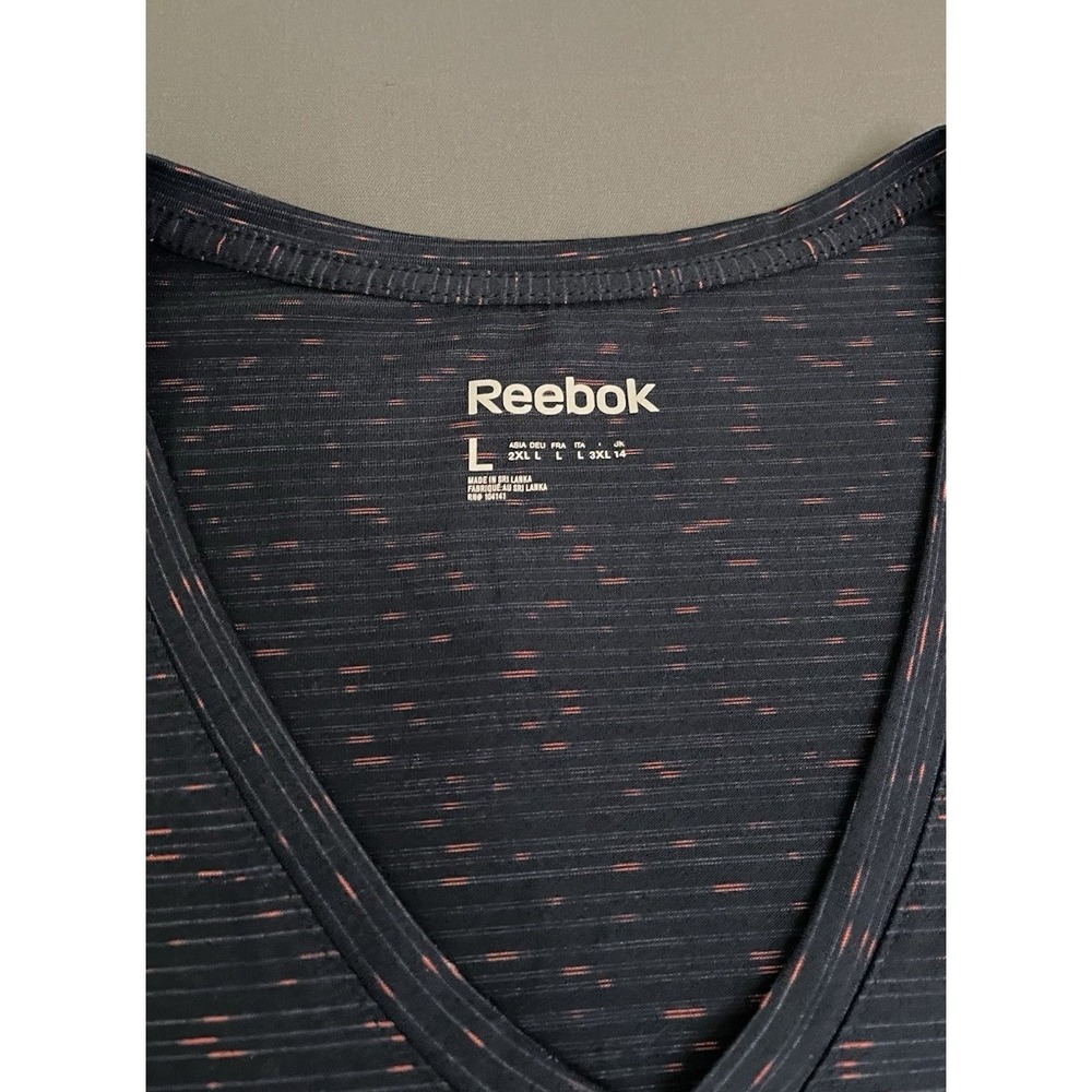 Reebok Athletic Shirt Womens Size Large Blue/ Pink Short Sleeve V-Neck SpeedWick - Picture 6 of 12